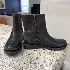 Frye Black Leather Ankle Boots